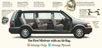 Print advertisement for first minivan with an airbag