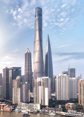 Modern city skyline along the river