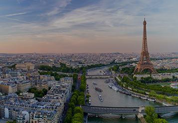 Eiffel Tower and surrounding areas along the Seine River
