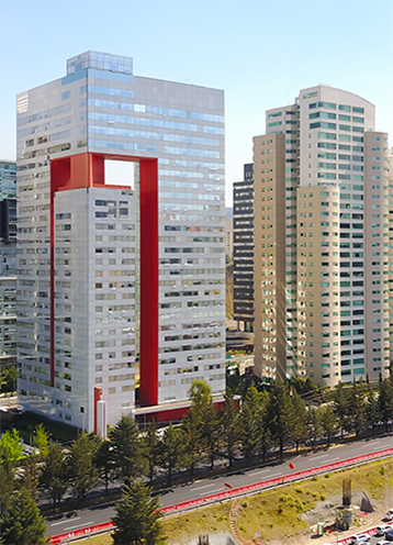 g3 Modern, tall buildings in Santa Fe, Mexico