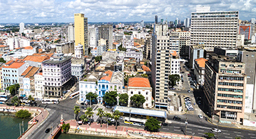 해안가의 브라질 헤시피 도시 풍경.